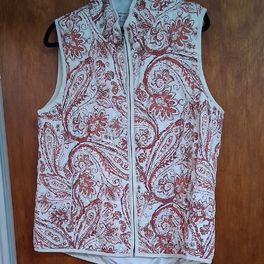 Coldwater Creek Red and Cream Vest - Picture 1 of 8